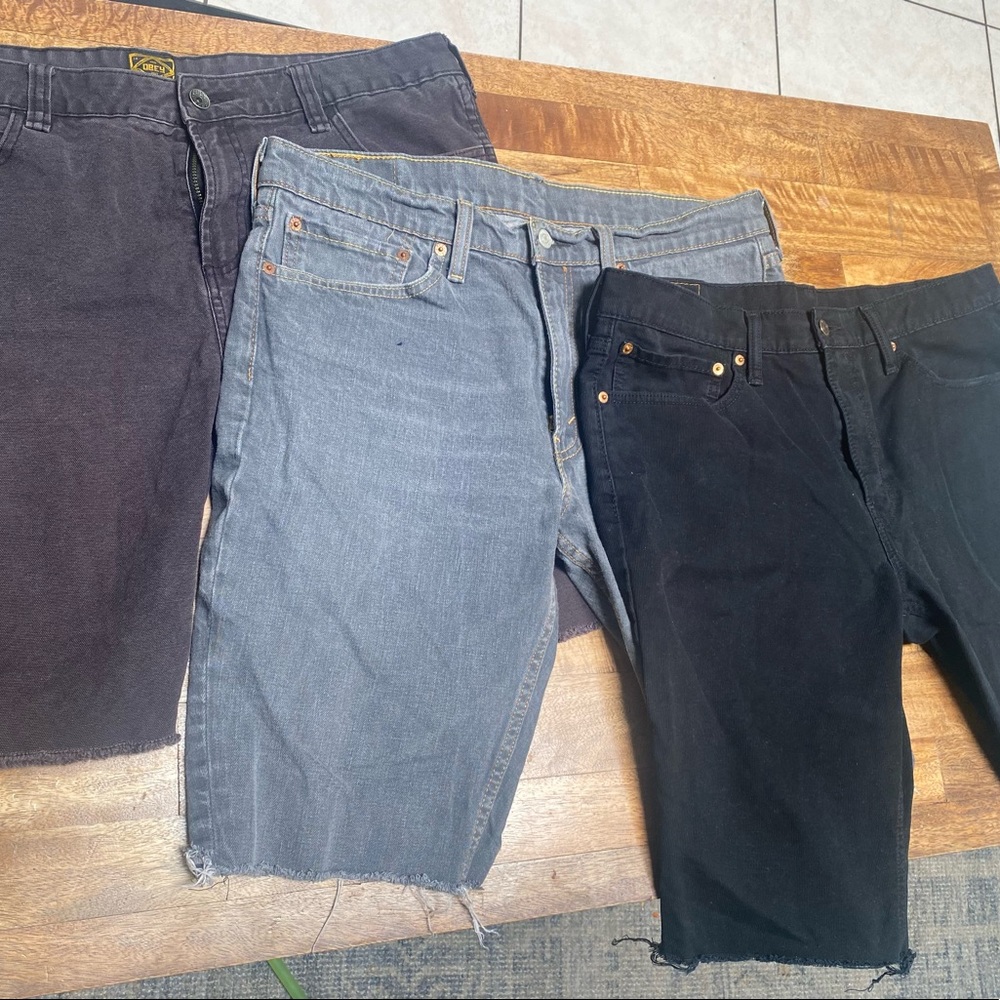 Levi and Obey Mens Cut Off shorts
